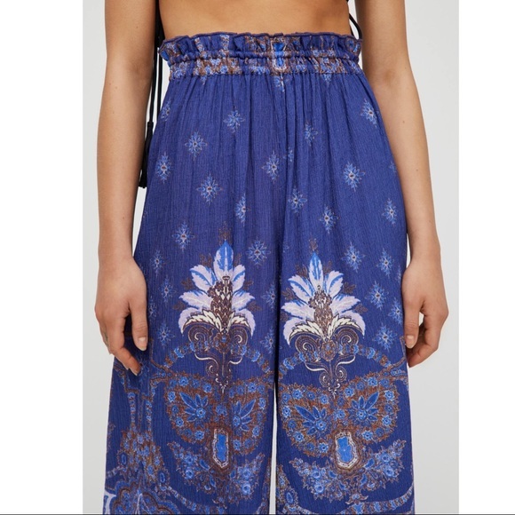 NEW FREE PEOPLE Gold Dust Printed Wide Leg Pants S - Picture 5 of 9